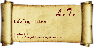 Láng Tibor névjegykártya